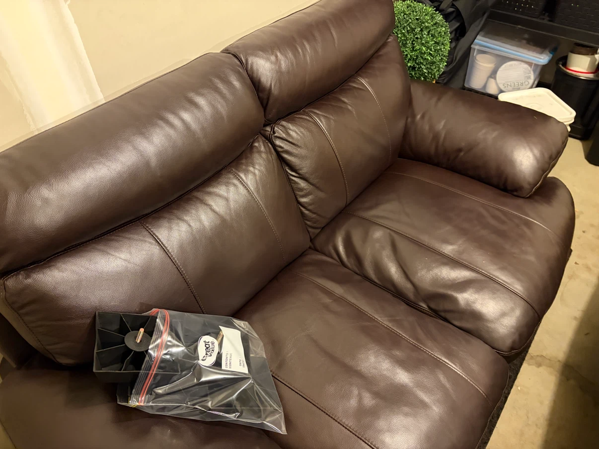 Brown Leather Loveseat Sofa - photo 3
