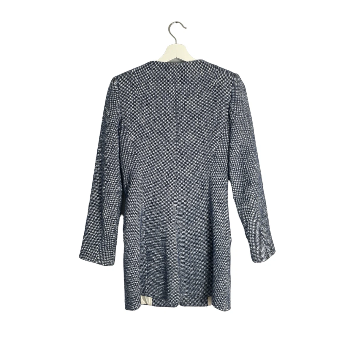 Zara Blue Tweed Blazer Jacket Size Small - photo 3