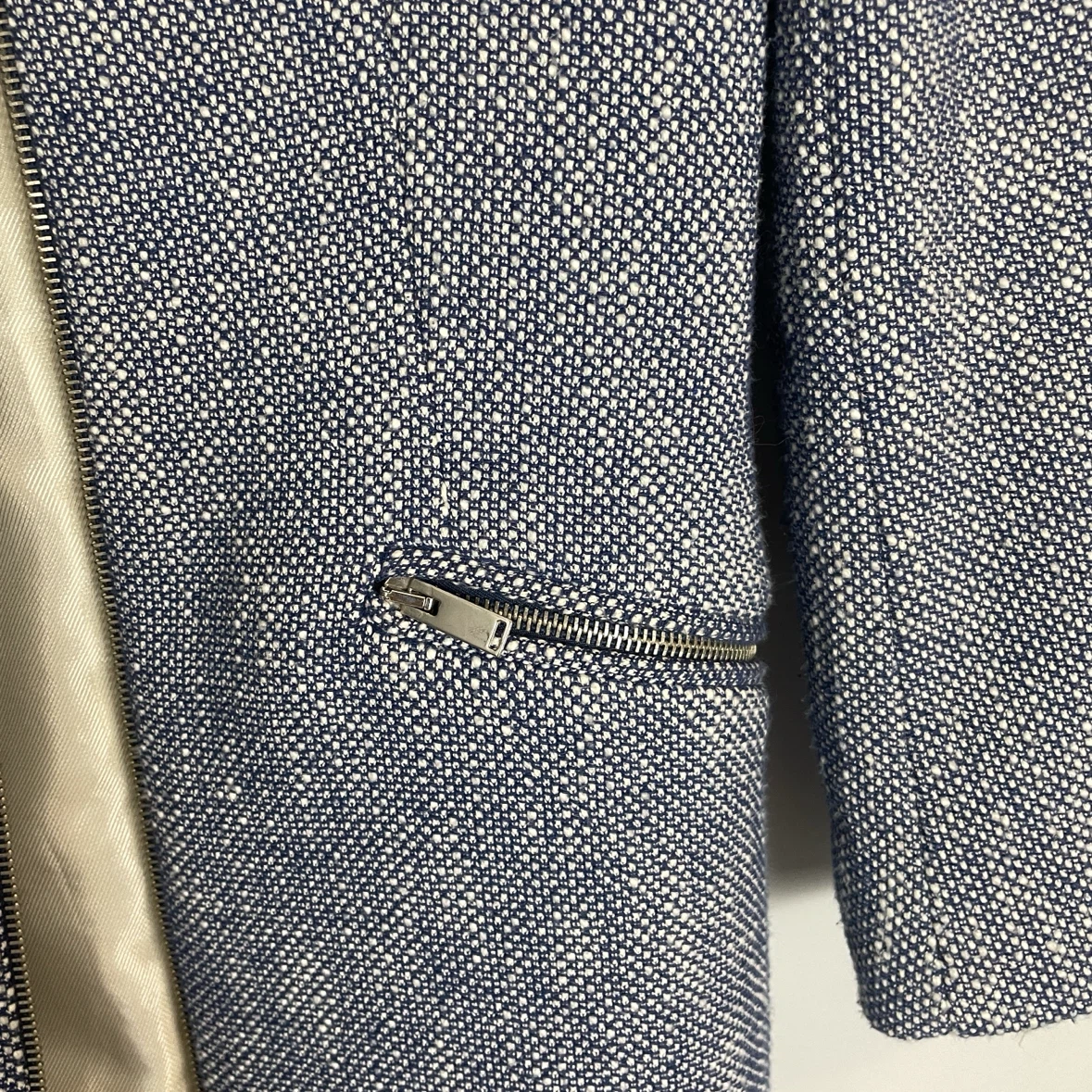 Zara Blue Tweed Blazer Jacket Size Small - photo 4