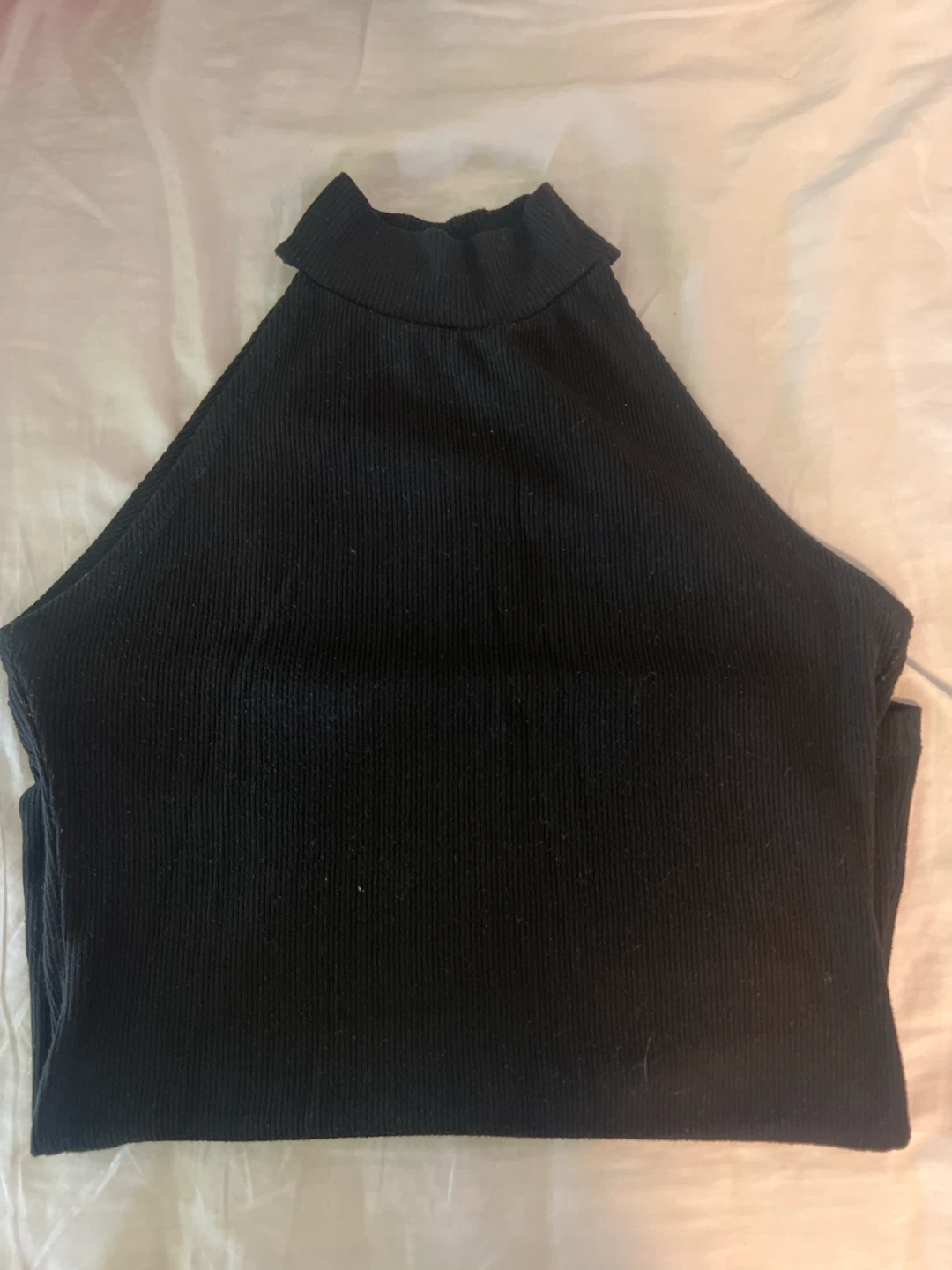 Black Ribbed Turtleneck Top