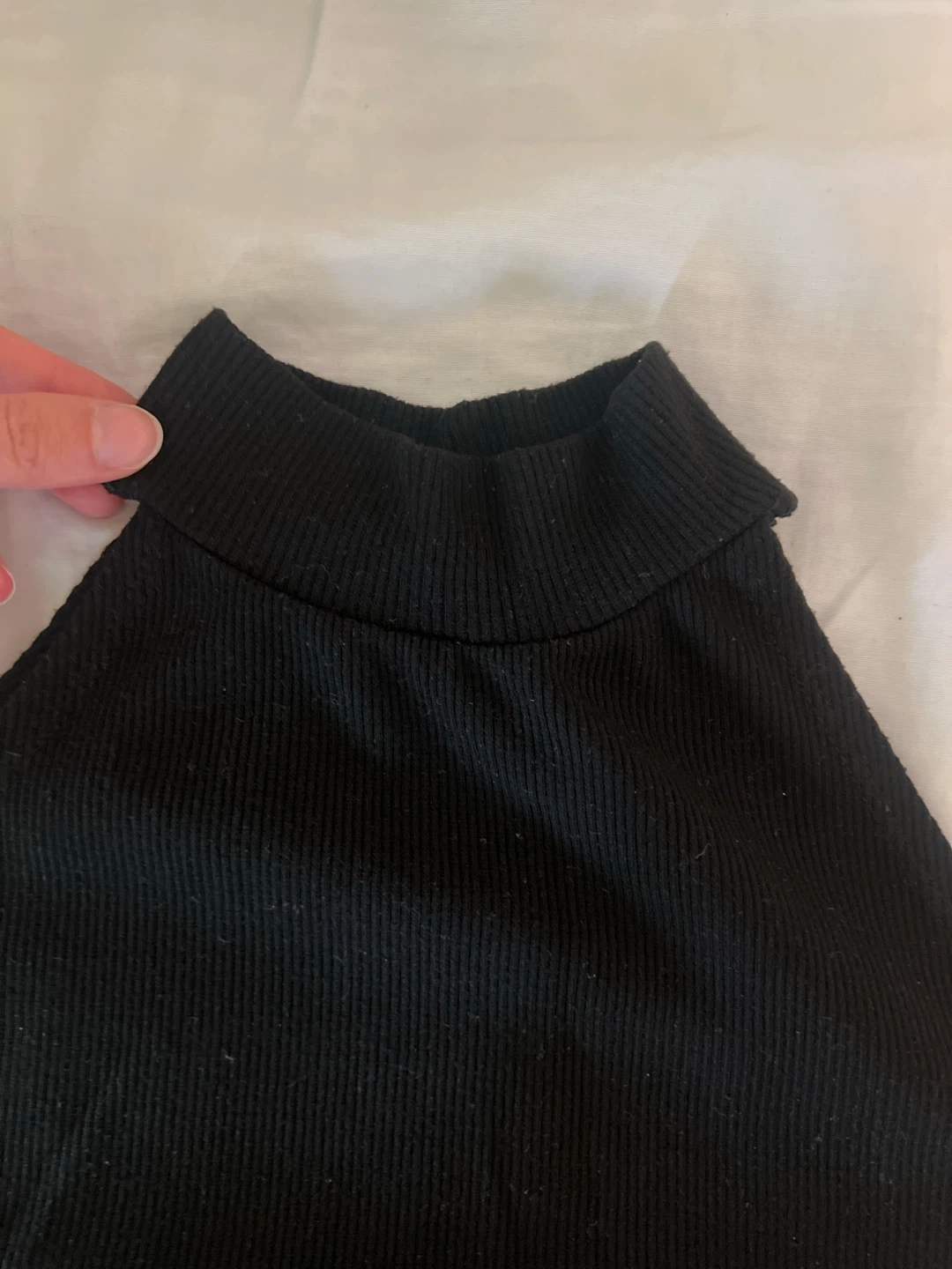 Black Ribbed Turtleneck Top - photo 2