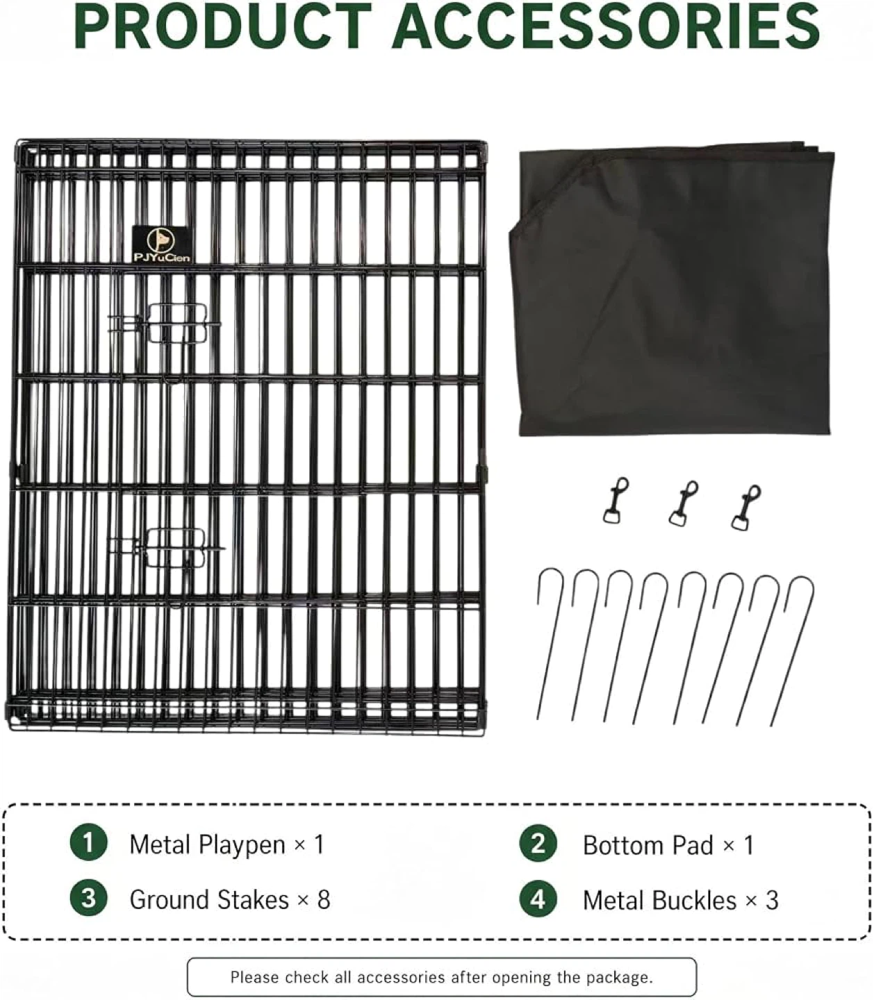 PJYUcien Pet Playpen with Bottom Pad and Door, 8 Panels 30" H - photo 5