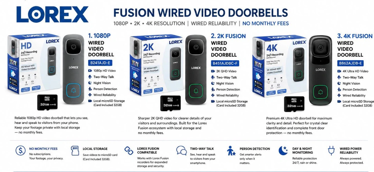 Lorex Fusion Wired Video Doorbells
