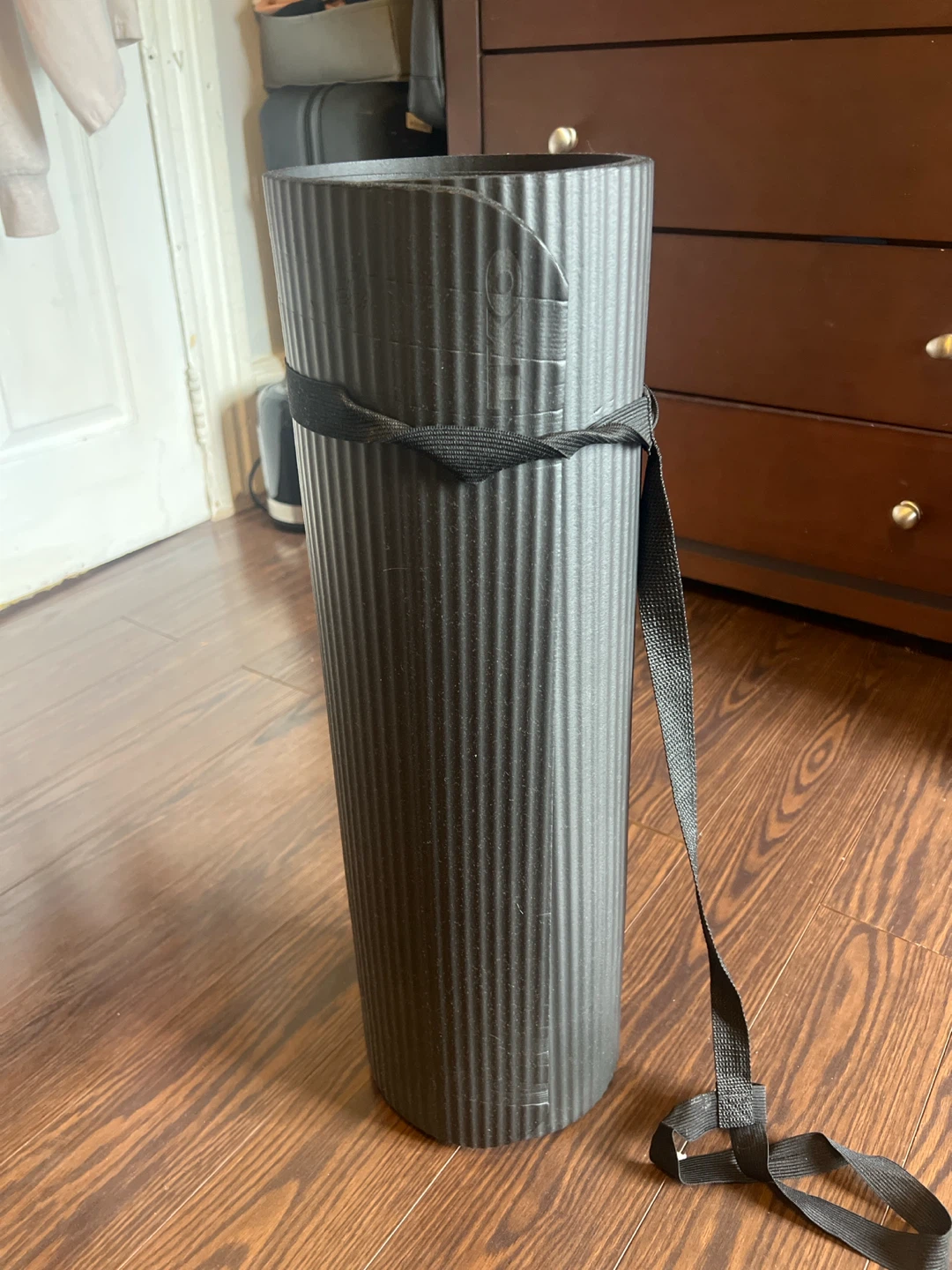 Black Yoga Mat with Strap