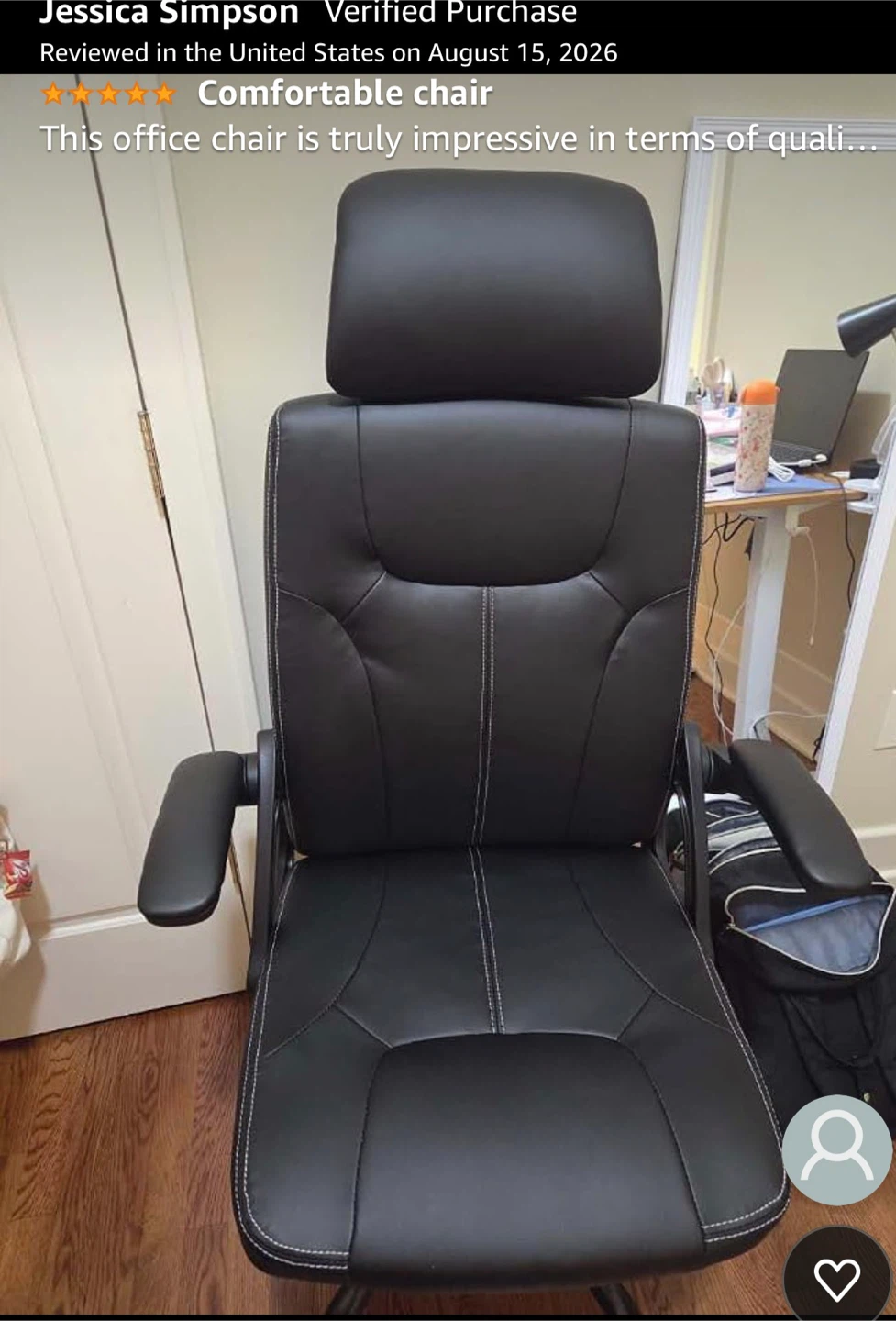 Executive Ergonomic Desk Chair - Black Leather - photo 2