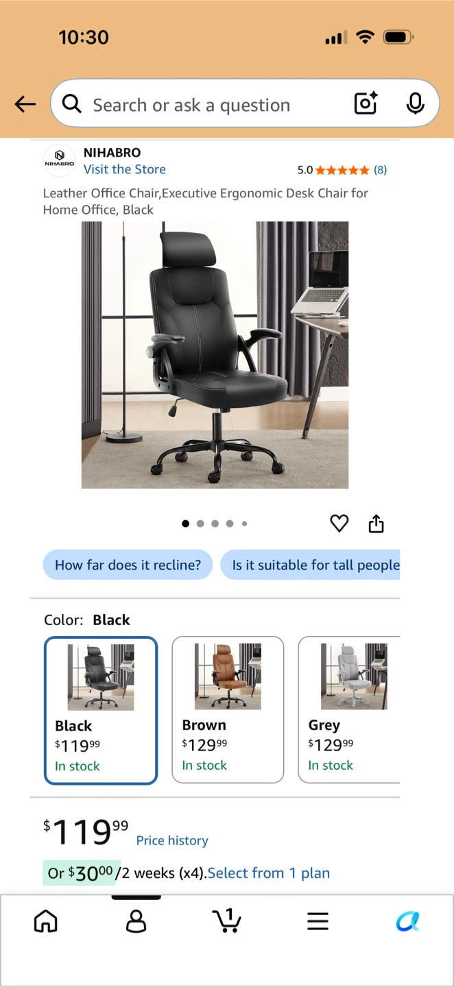 Executive Ergonomic Desk Chair - Black Leather - photo 3