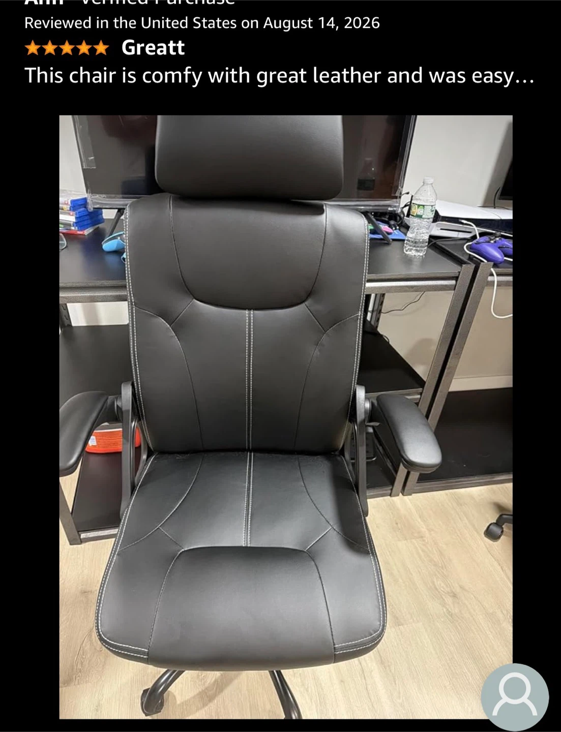 Executive Ergonomic Desk Chair - Black Leather - photo 4
