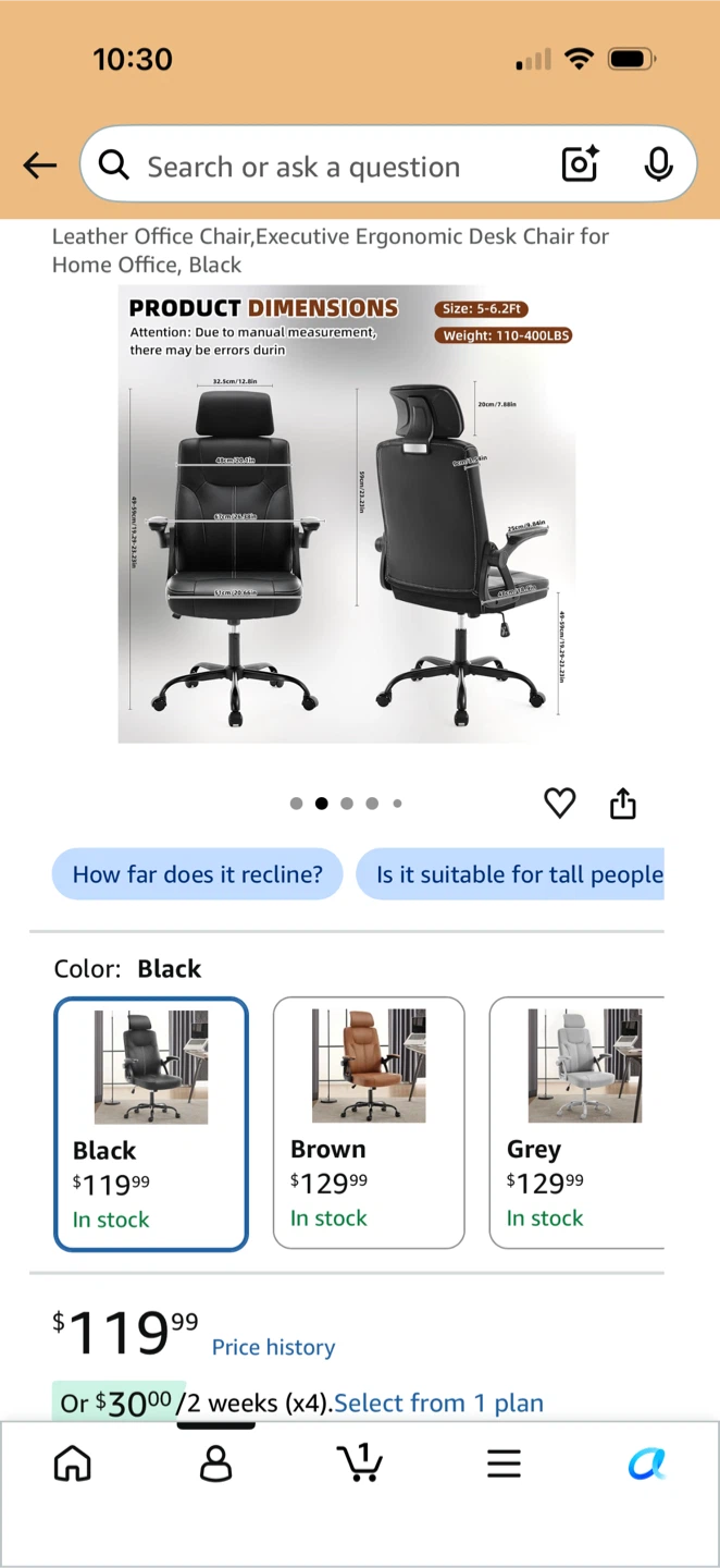 Executive Ergonomic Desk Chair - Black Leather - photo 5