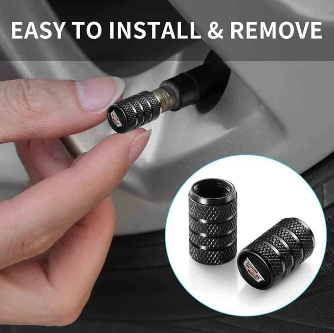 Cadillac Tire Valve Stem Caps (Set of 4)