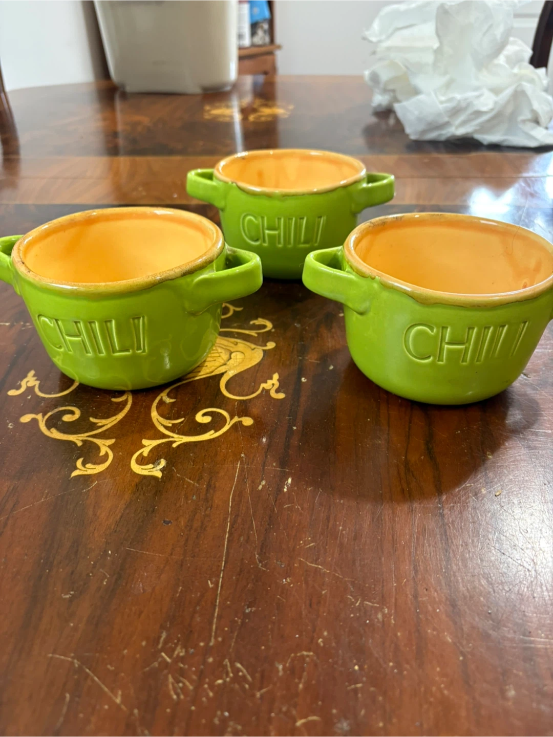 Alfa Italy Green Ceramic Chili Bowls Set of 3