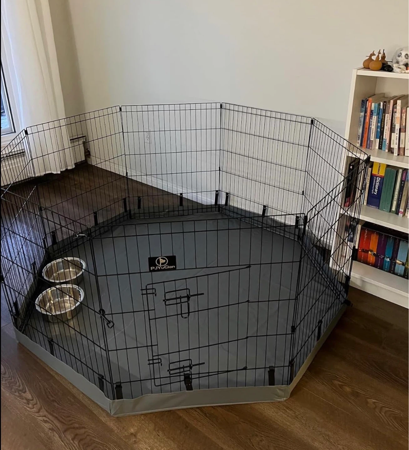 PJYUcien Pet Playpen with Bottom Pad and Door, 8 Panels 30" H