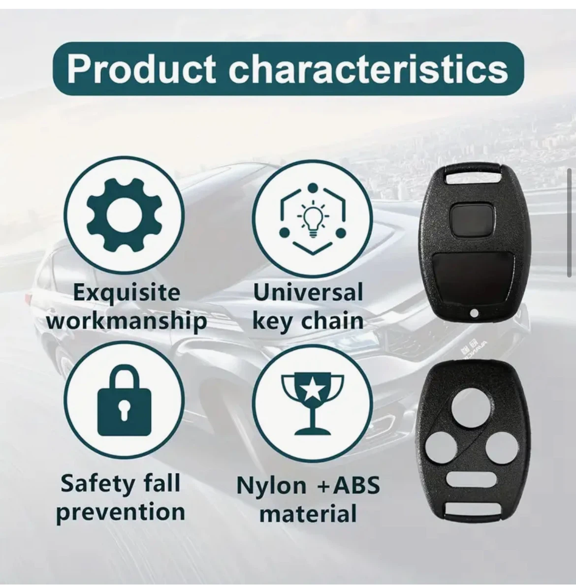 Honda 3 Button Key Fob Replacement Shell Case - photo 2