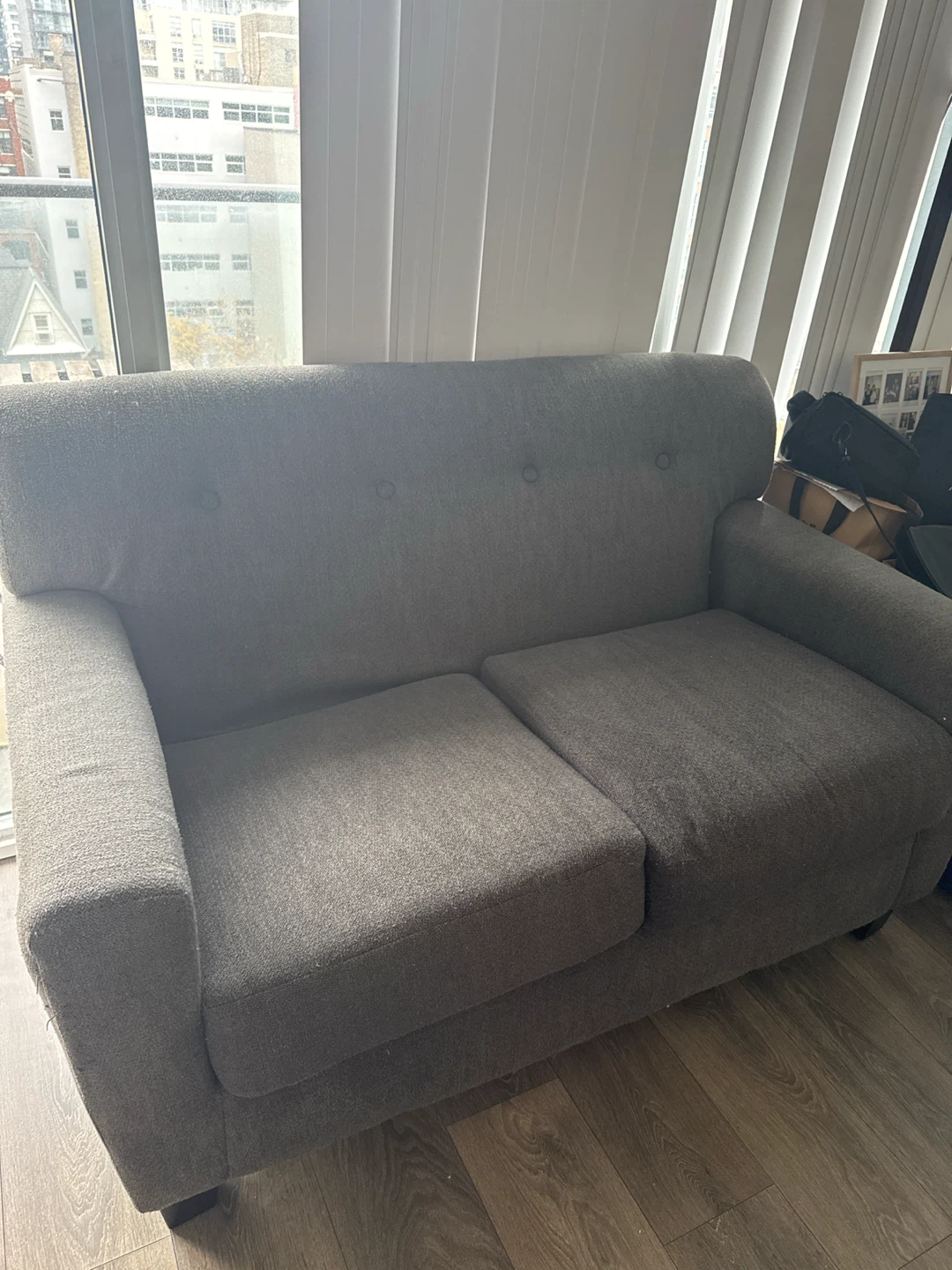(Must go today) Grey 2-seater fabric loveseat
