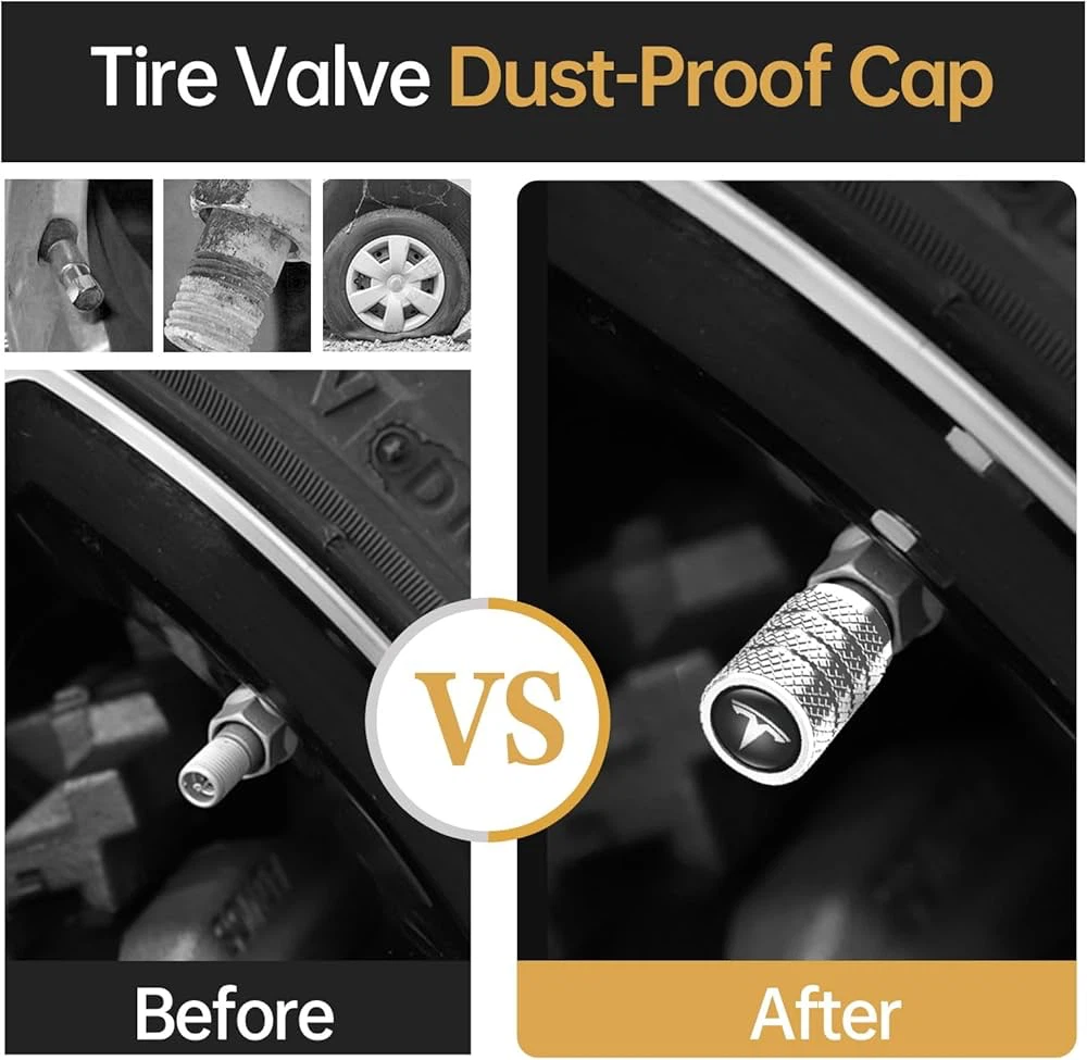 Silver Tesla Tire Valve Caps