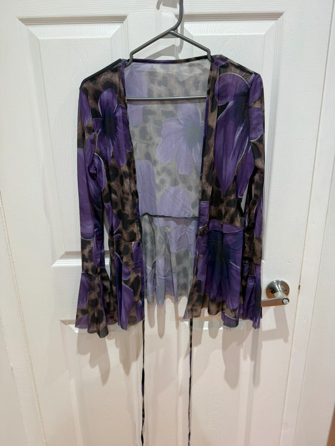 sheer mesh tie-front blouse - photo 5