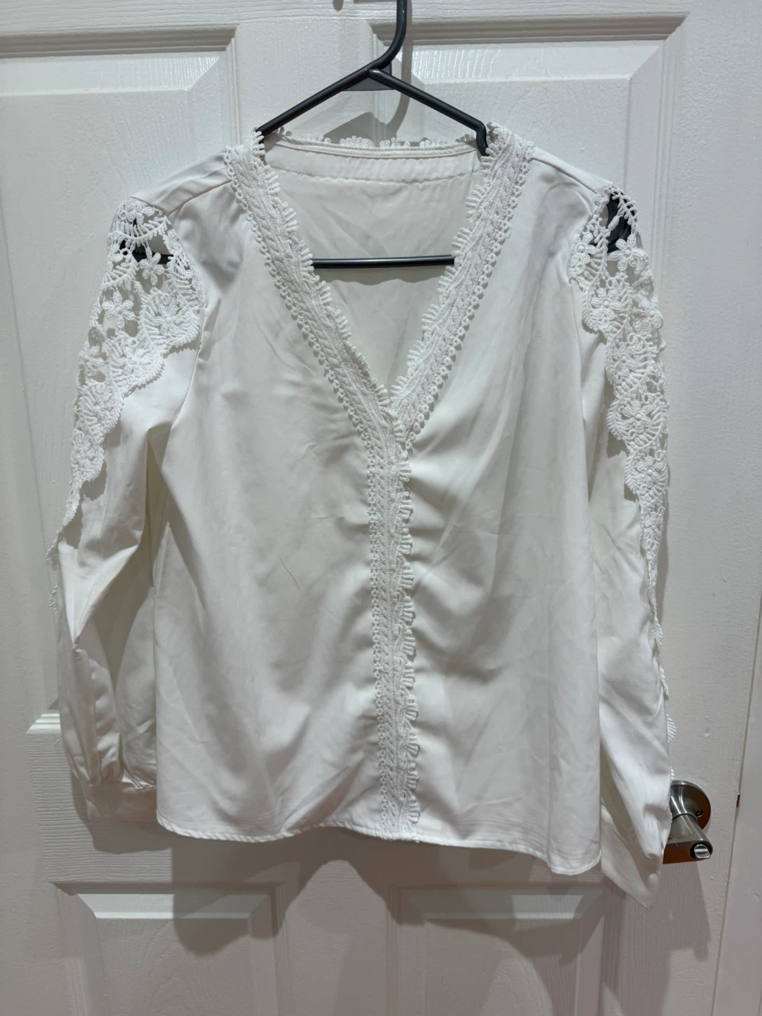White Lace Sleeve Blouse