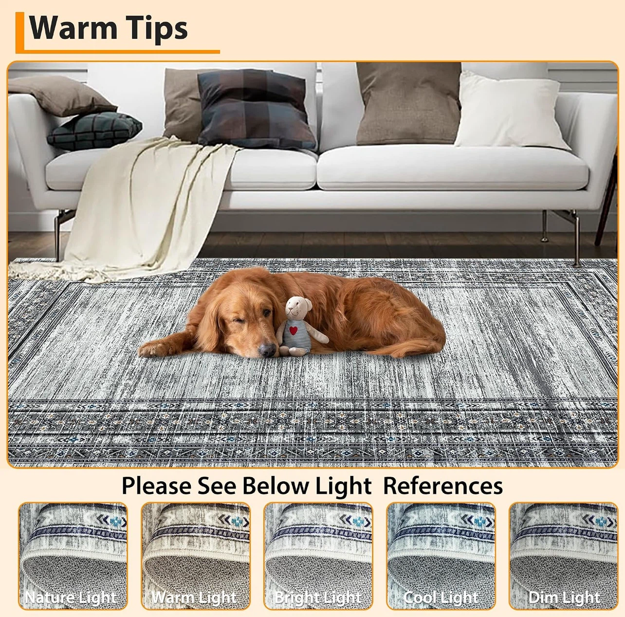 Modern Washable Rugs 5x7, Soft Geometric Area Rug - photo 2
