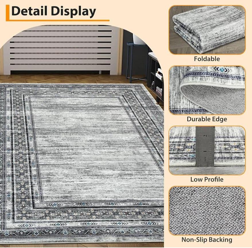 Modern Washable Rugs 5x7, Soft Geometric Area Rug - photo 5