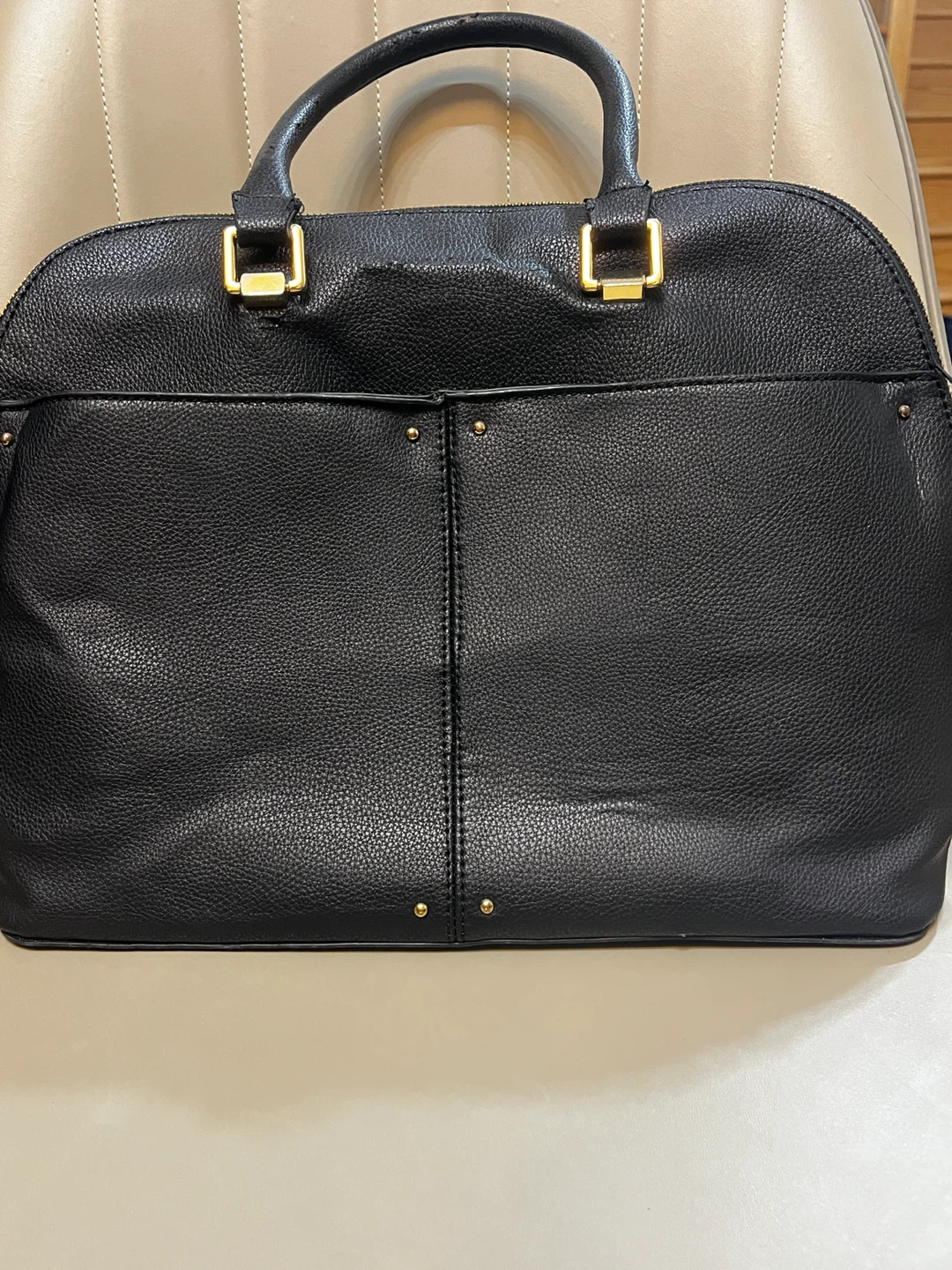 ALDO Black Faux Leather Satchel Handbag