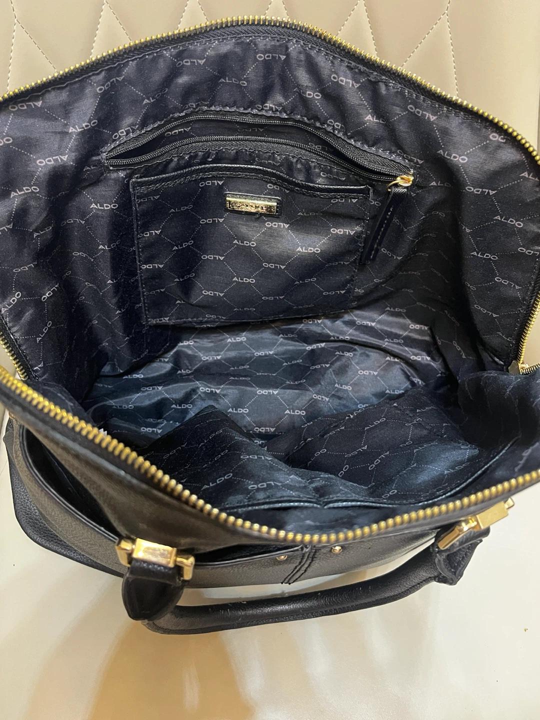 ALDO Black Faux Leather Satchel Handbag - photo 4