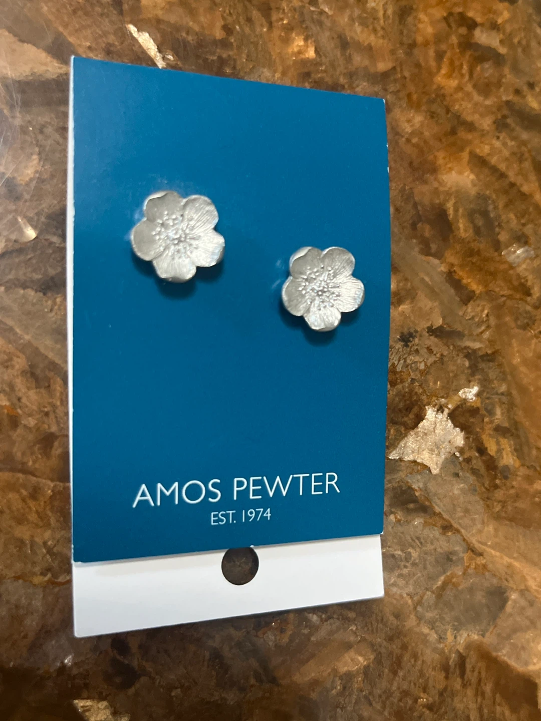 Amos Pewter Wild Rose Post Earrings