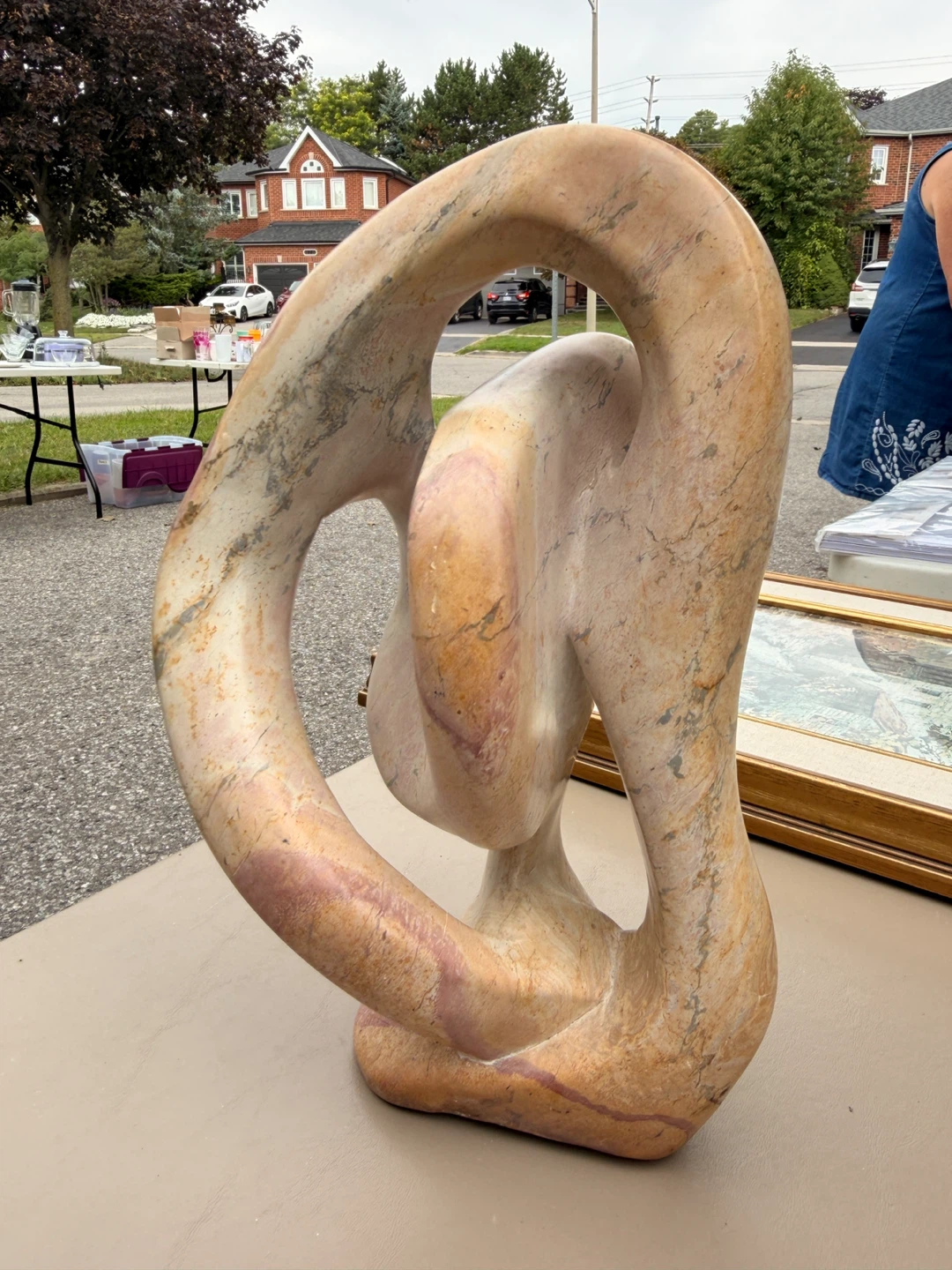 Abstract Hand-Carved Natural Stone Sculpture - photo 3