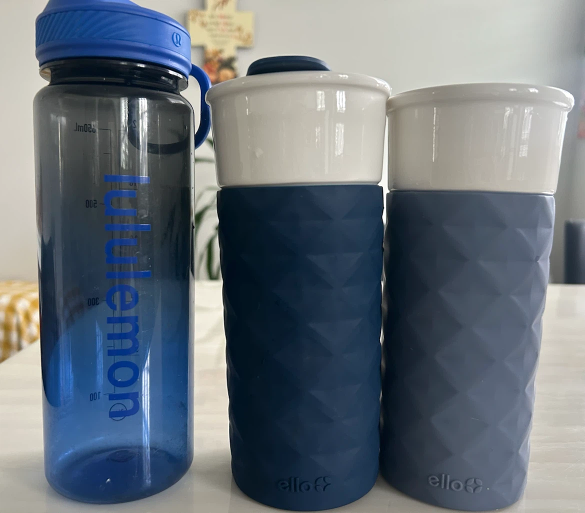Ello Blue & Grey Ceramic Tumblers with Lids (2-Pack)