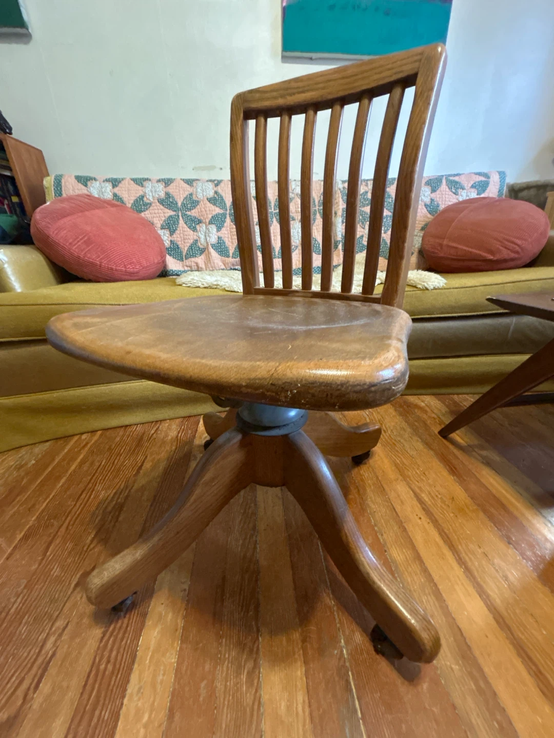 Vintage Office Specialty Wood Swivel Chair