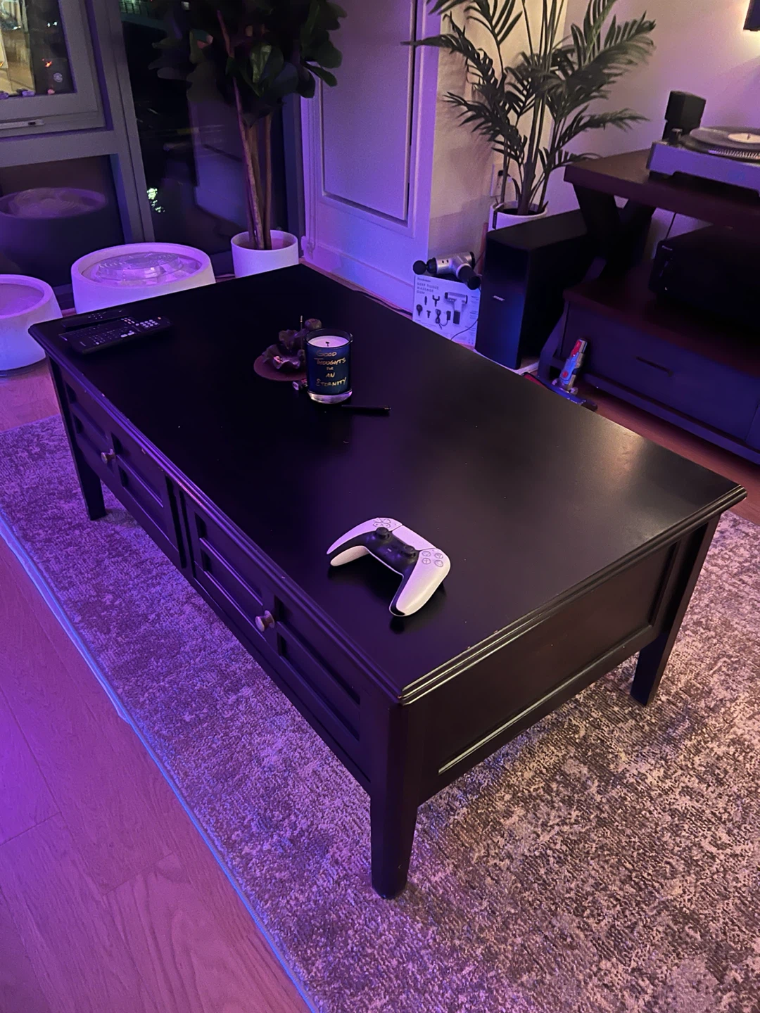 Dark Wood Coffee Table with Storage Drawers
