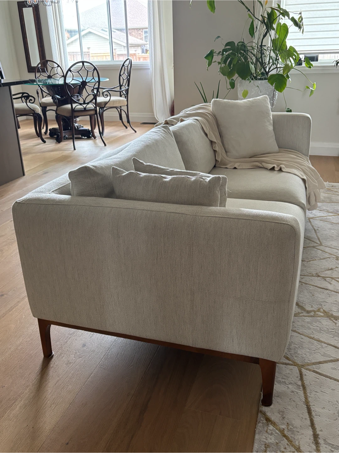 Modern Beige Sofa with Wooden Legs - photo 2