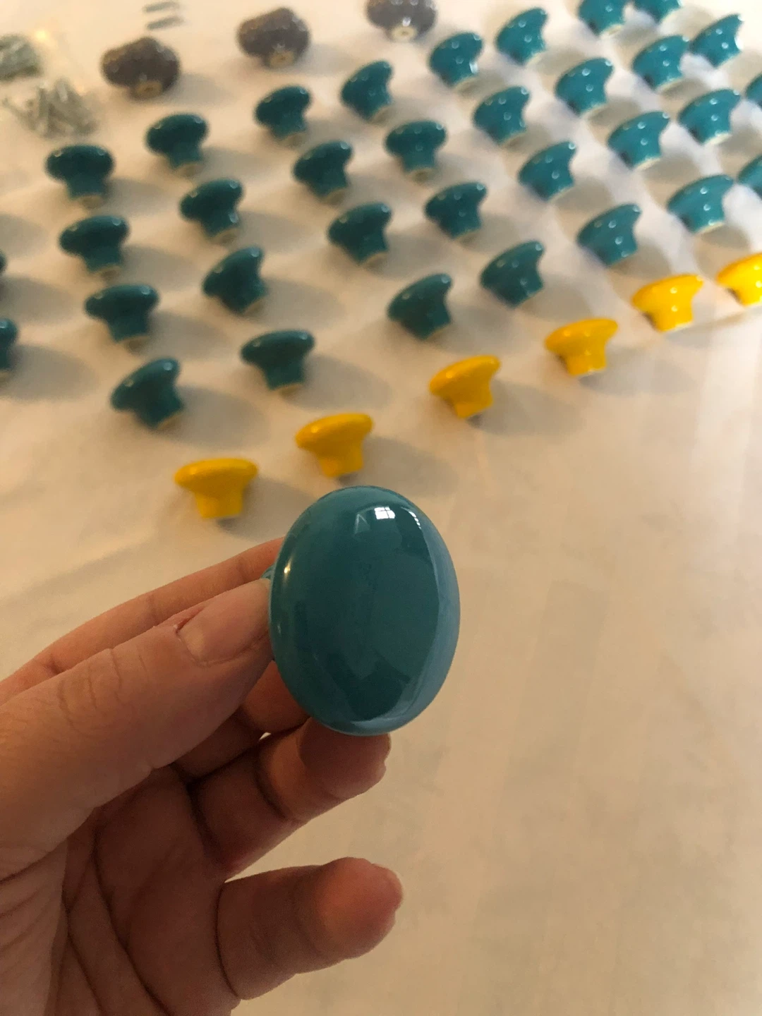 Teal and Yellow Ceramic Knobs ($10 for all) - photo 2