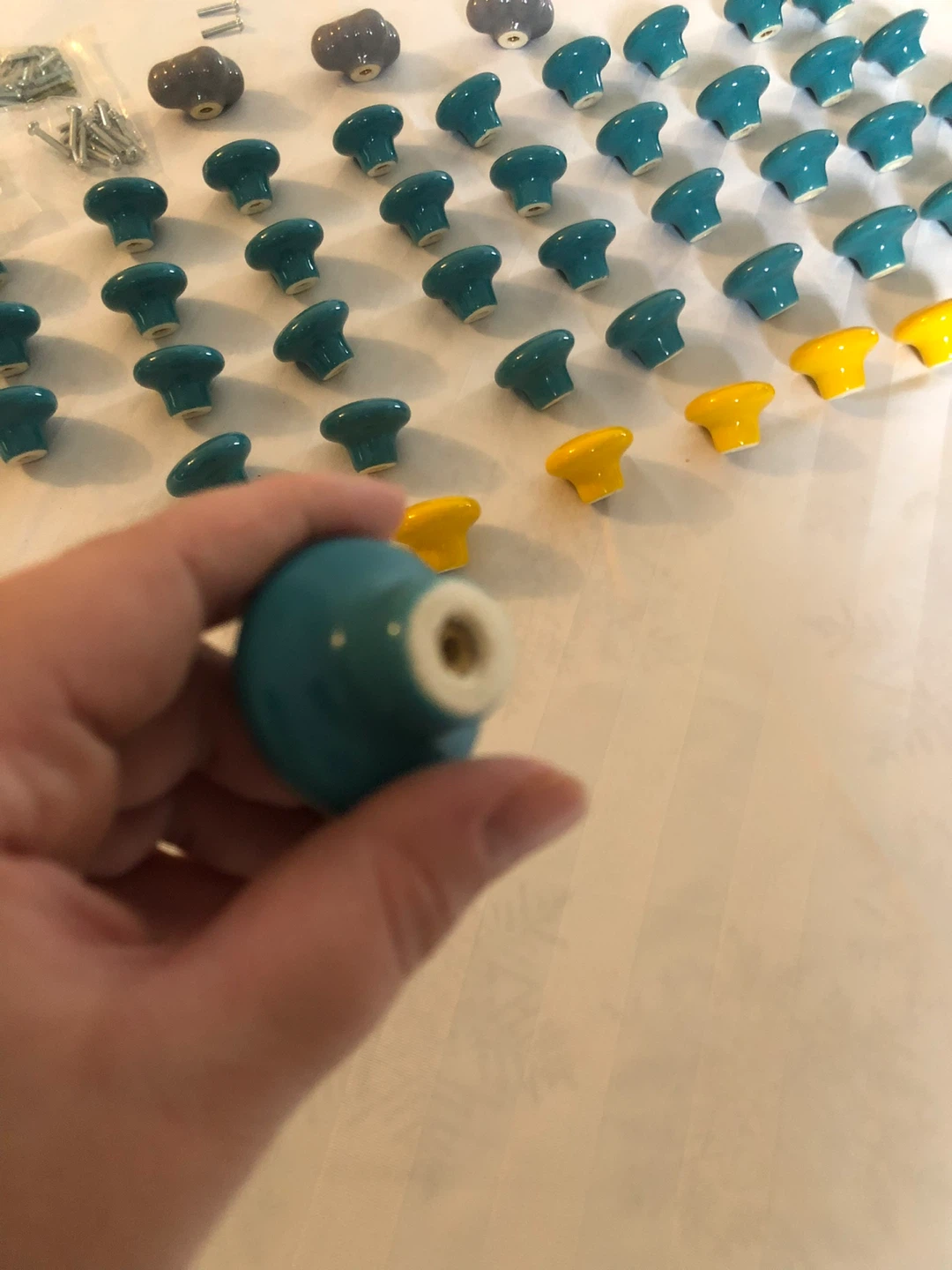 Teal and Yellow Ceramic Knobs ($10 for all) - photo 3