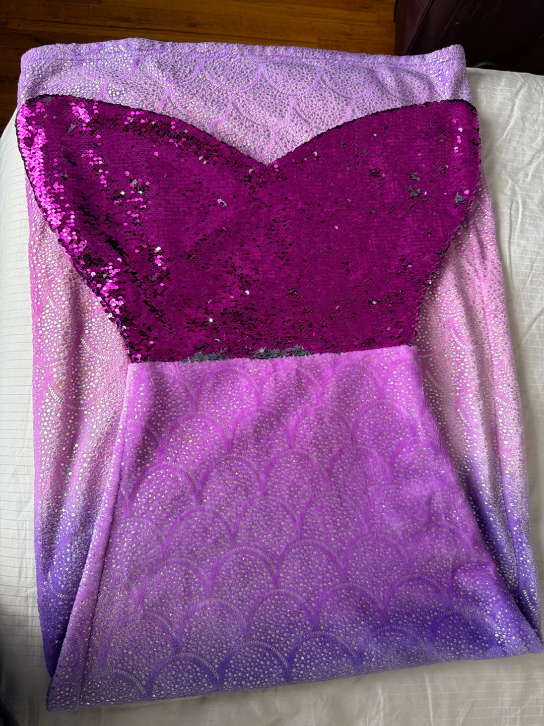 Purple Sequined Mermaid Tail Blanket