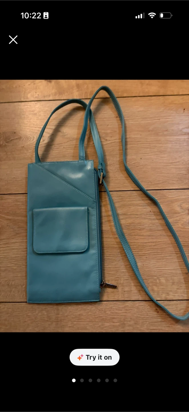 Turkois leather Crossbody Bag with Yellow Interior - photo 4
