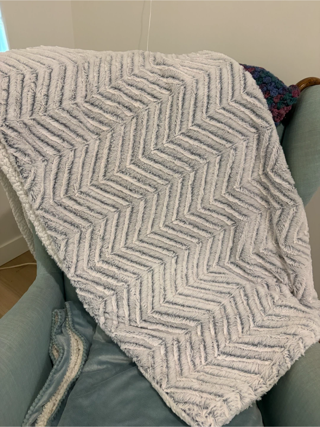 Faux Fur Chevron Blanket