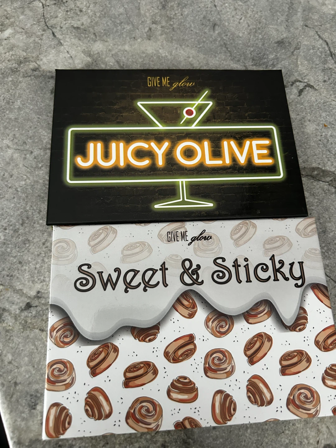 Give Me Glow Juicy Olive and Sweet & Sticky Palettes
