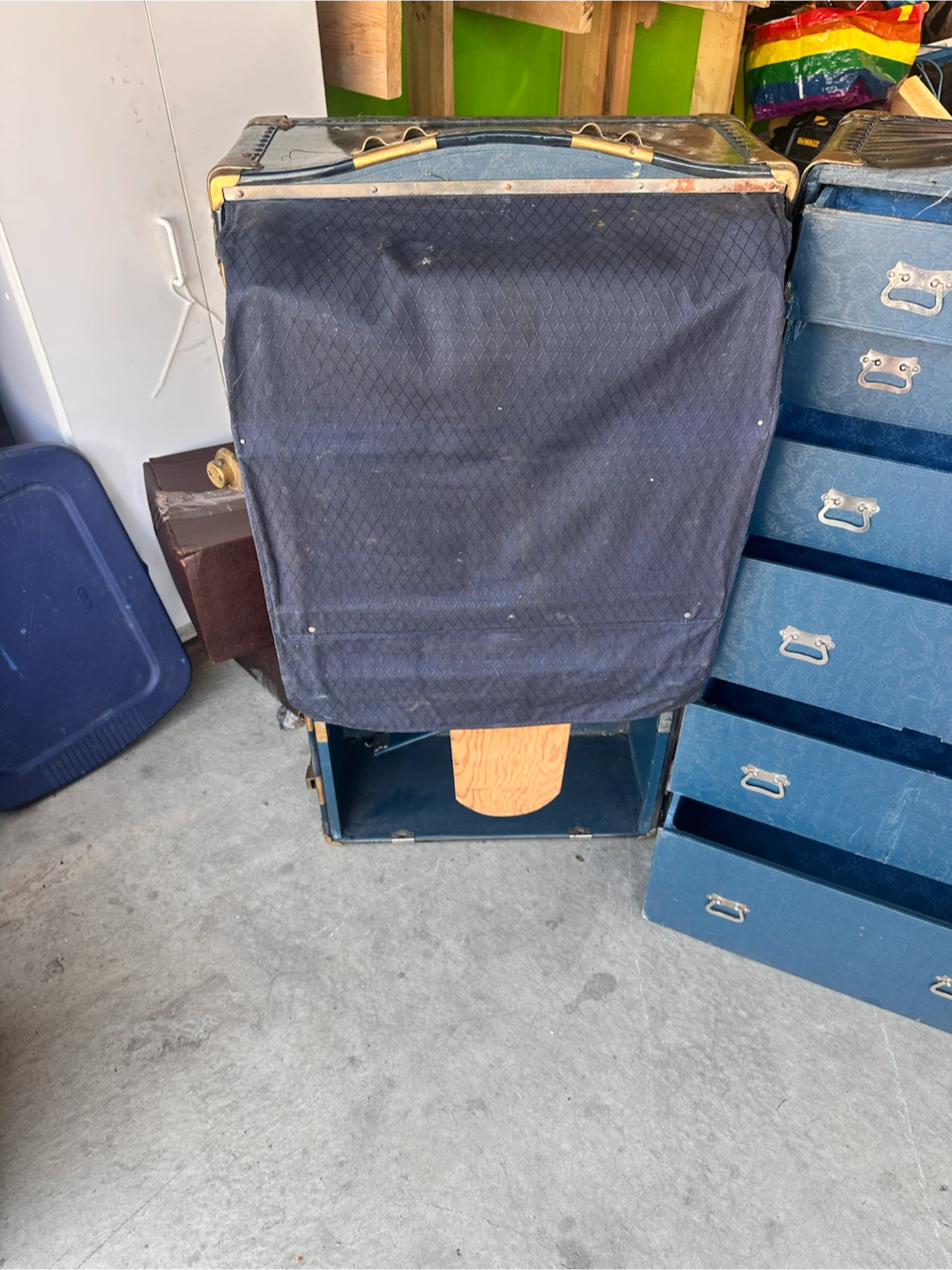Vintage Blue Trunk Wardrobe with Drawers - photo 2
