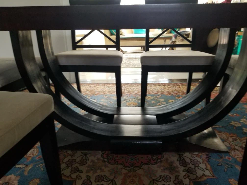 Dark Wood Dining Table and Chairs Set