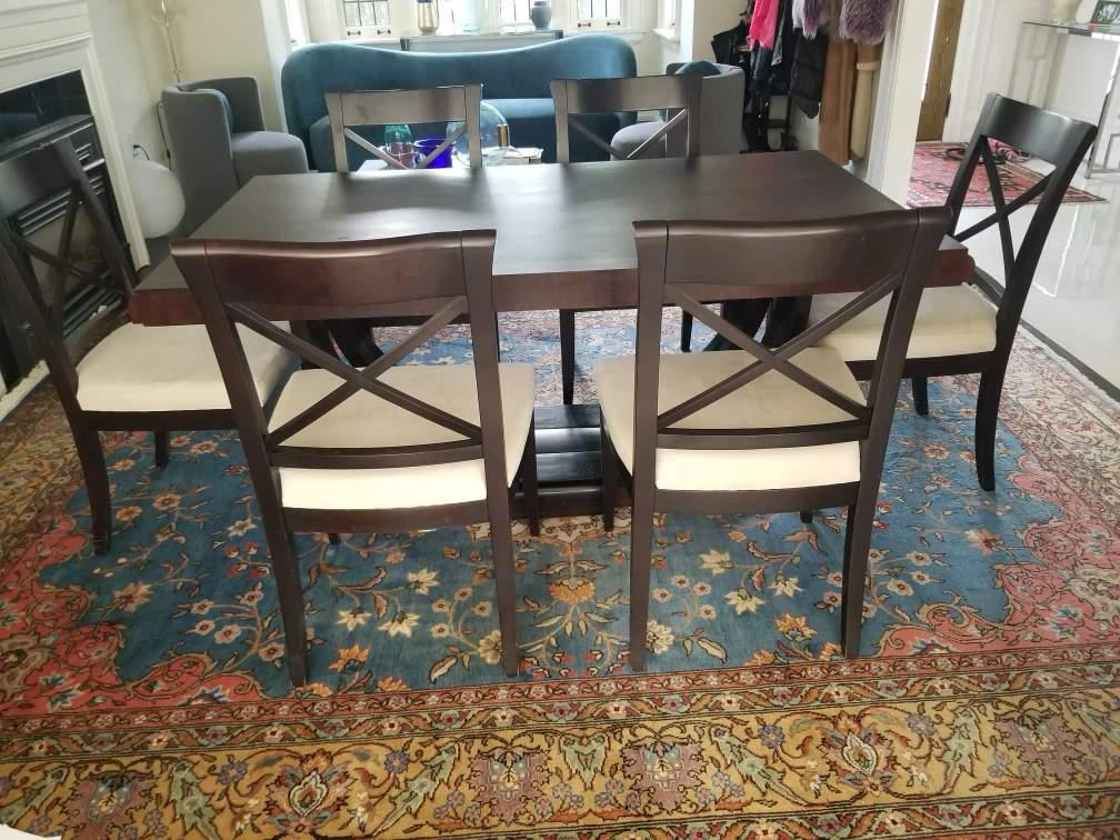 Dark Wood Dining Table and Chairs Set - photo 2