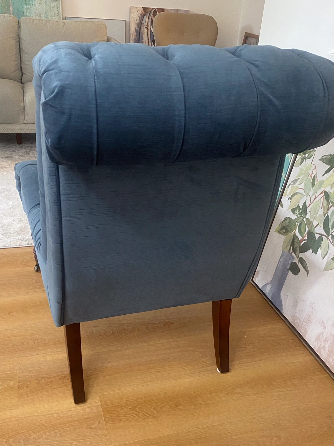 Blue Tufted Accent Chair - photo 3