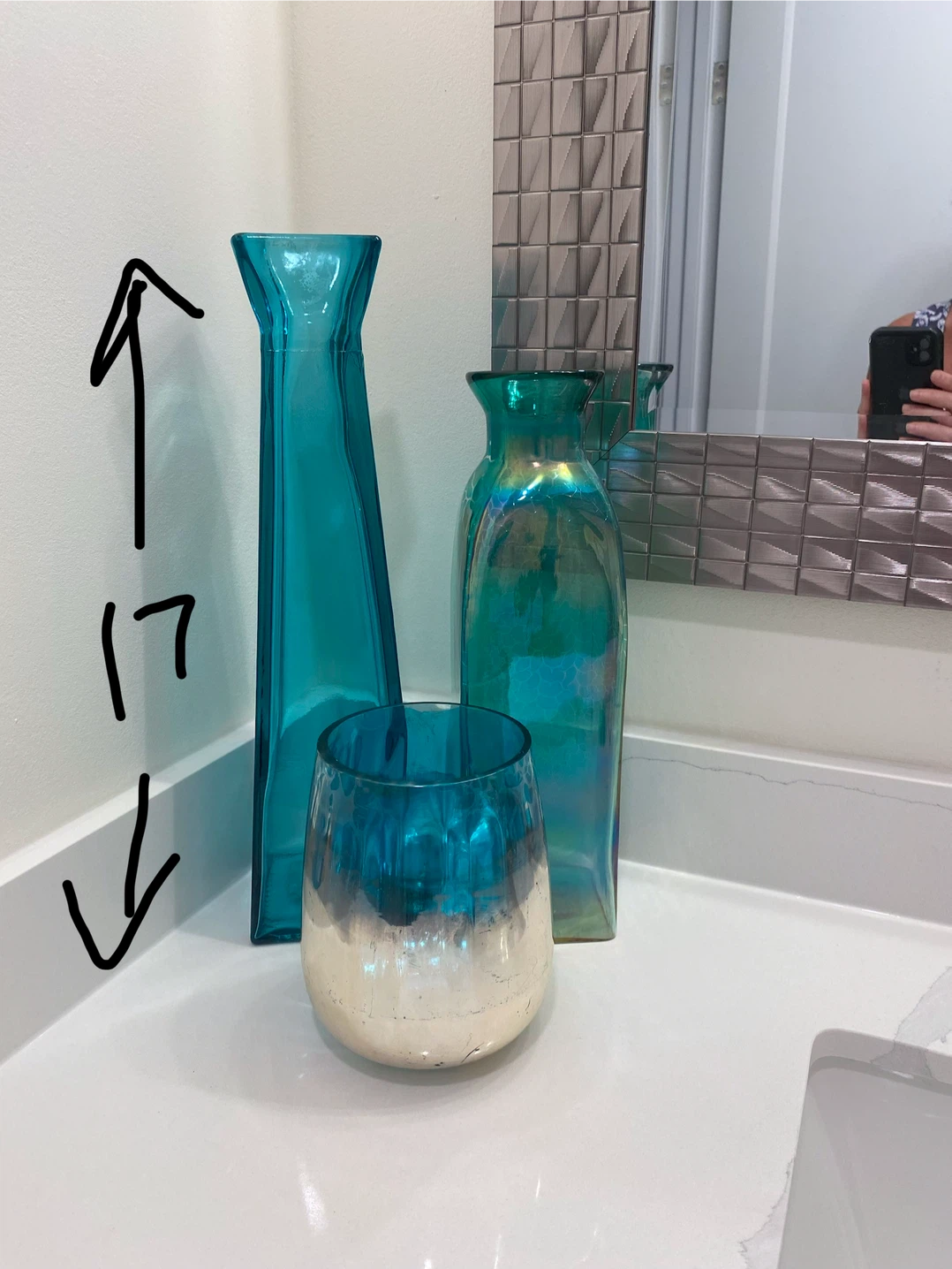 Teal Glass Vases and Candle Holder Set - photo 2