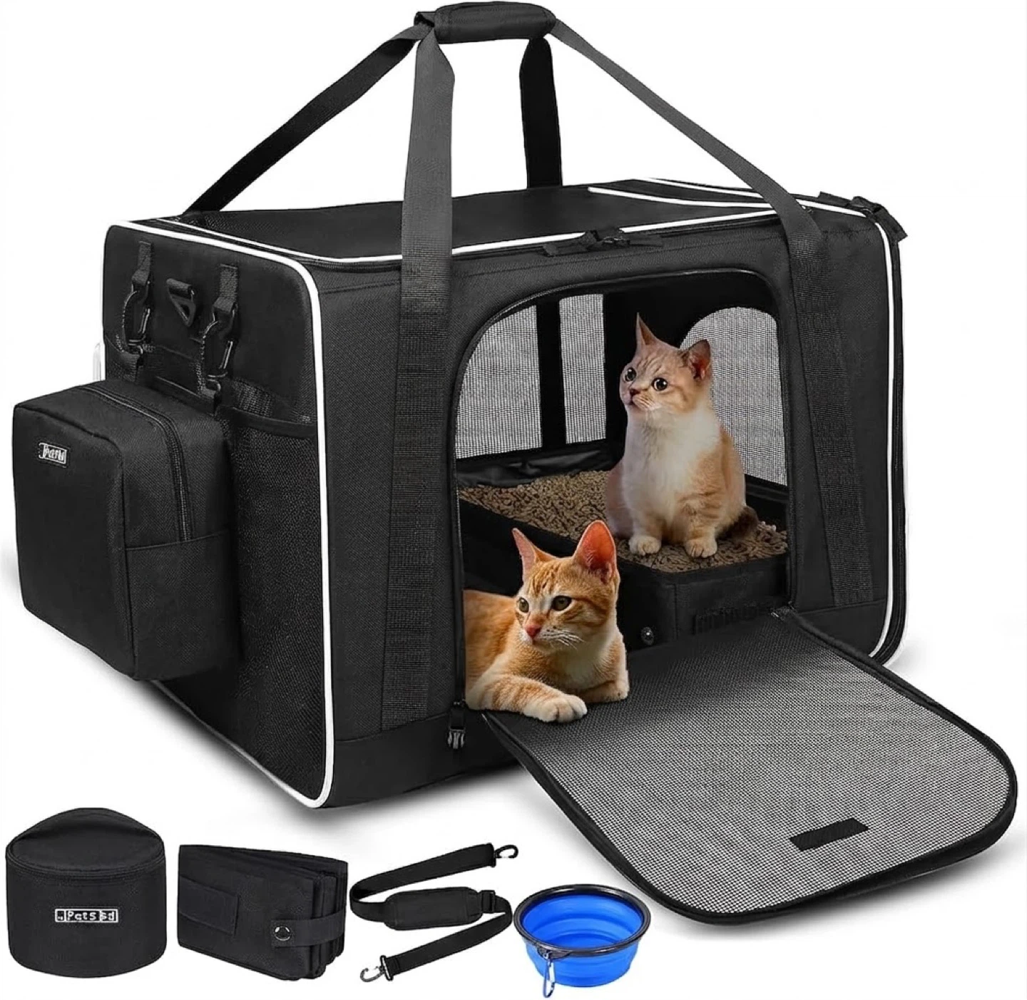 Petskd Extra Large Cat Carrier with Litter Box for Car Travel