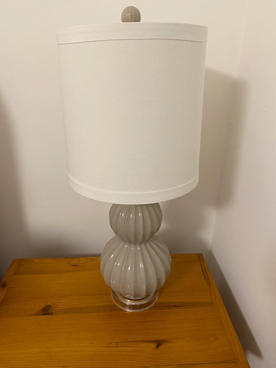 Pair of Table Lamps - Grey Glass Base