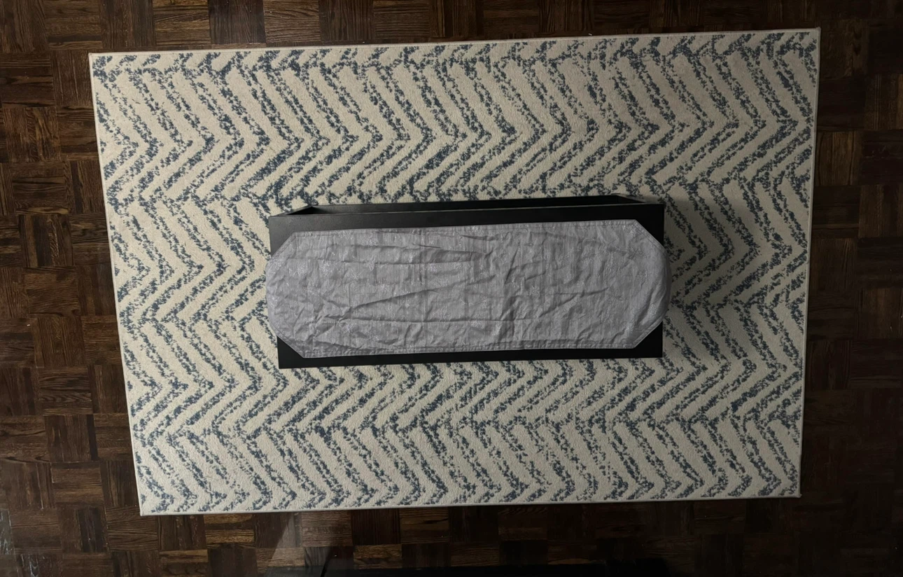 Modern Coffee table and Chevron Area Rug