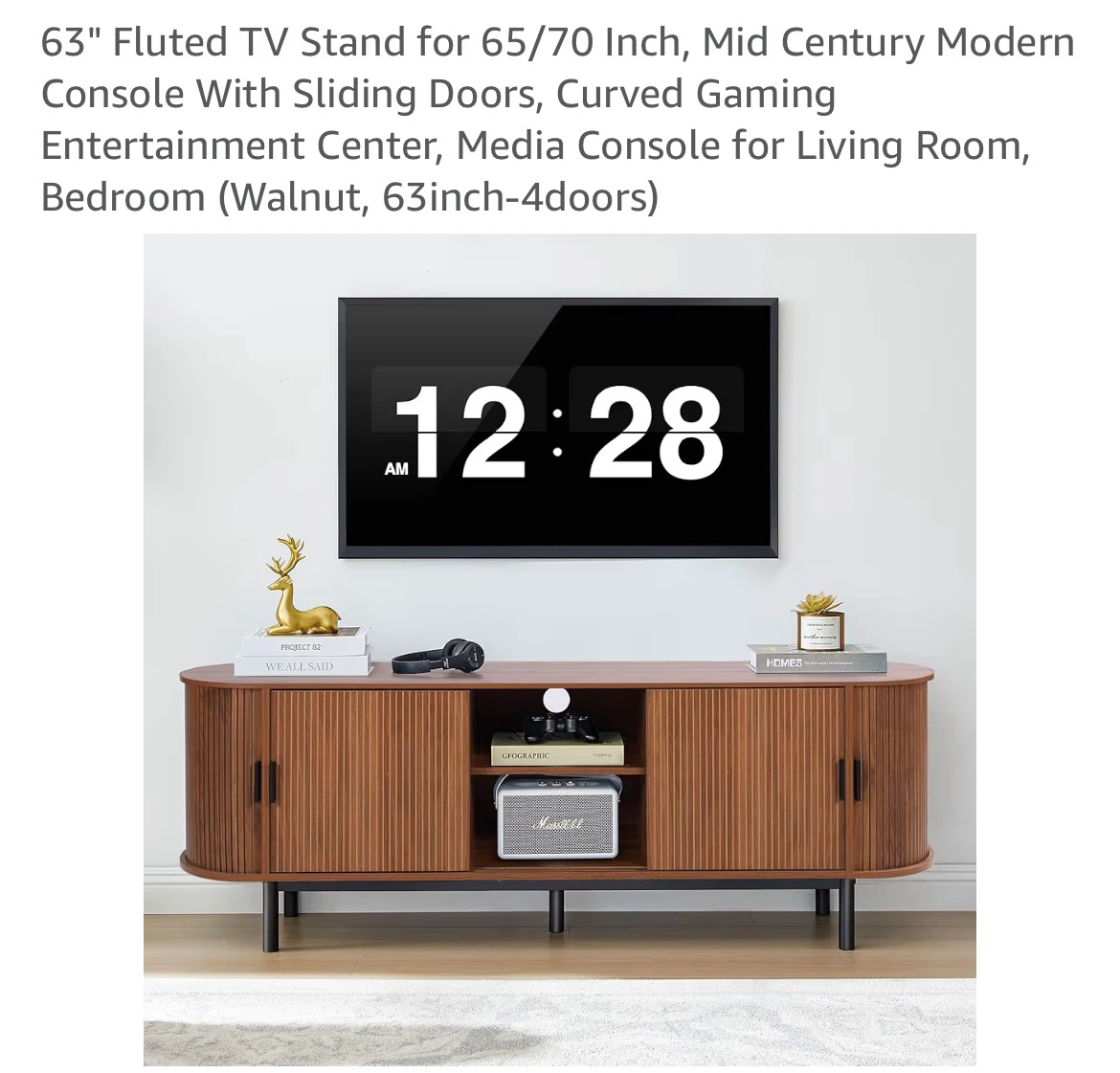 Walnut TV Stand with Sliding Doors - photo 3