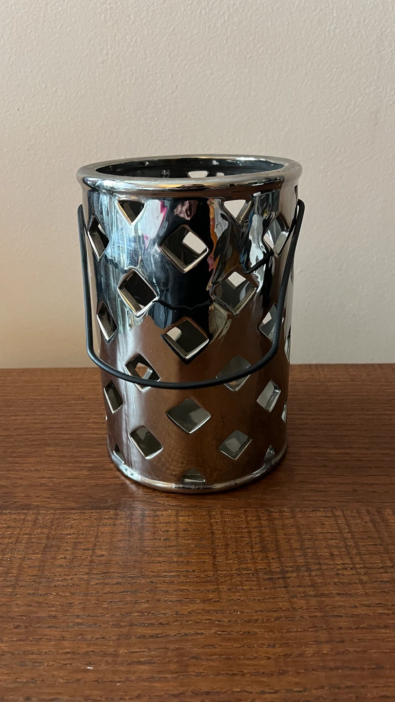 Silver Ceramic Lantern-Style Planter - photo 2