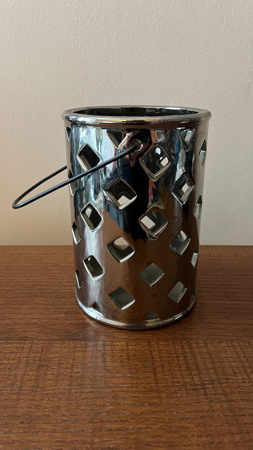 Silver Ceramic Lantern-Style Planter - photo 3