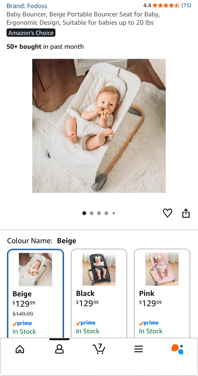 Fodoss Baby Bouncer Seat - Beige - photo 2