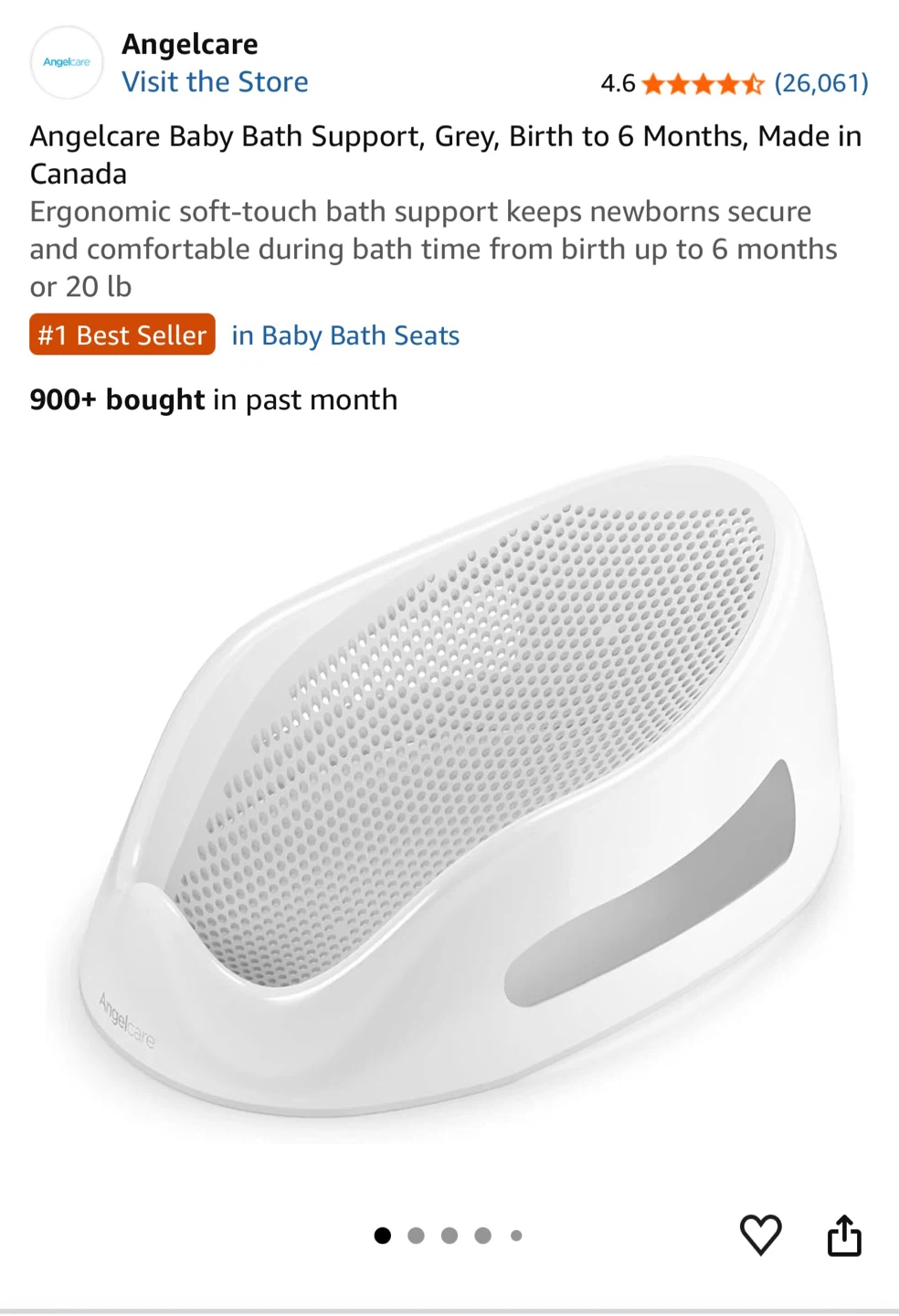 Angelcare Baby Bath Support - Grey