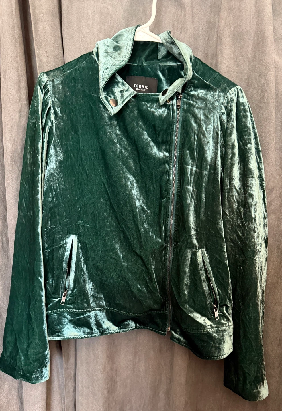 Torrid Velvet Moto Jacket Emerald Green Size 3